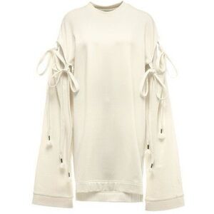 Fenty Puma By Rihanna Staggered Hem Sweatshirt Dress Long Tie Sleeve White Small